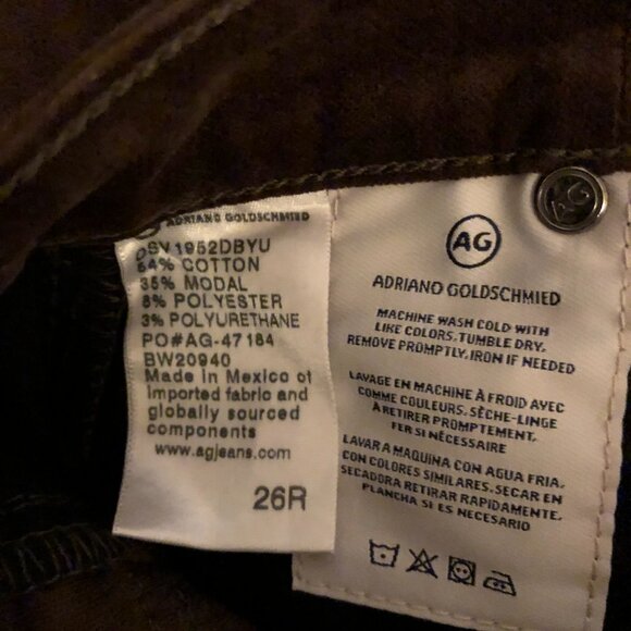AG Adriano Goldschmied BROWN VELVET MARI TUXEDO STRIPE CROPPED JEANS 26 (S) NWOT - Picture 8 of 8